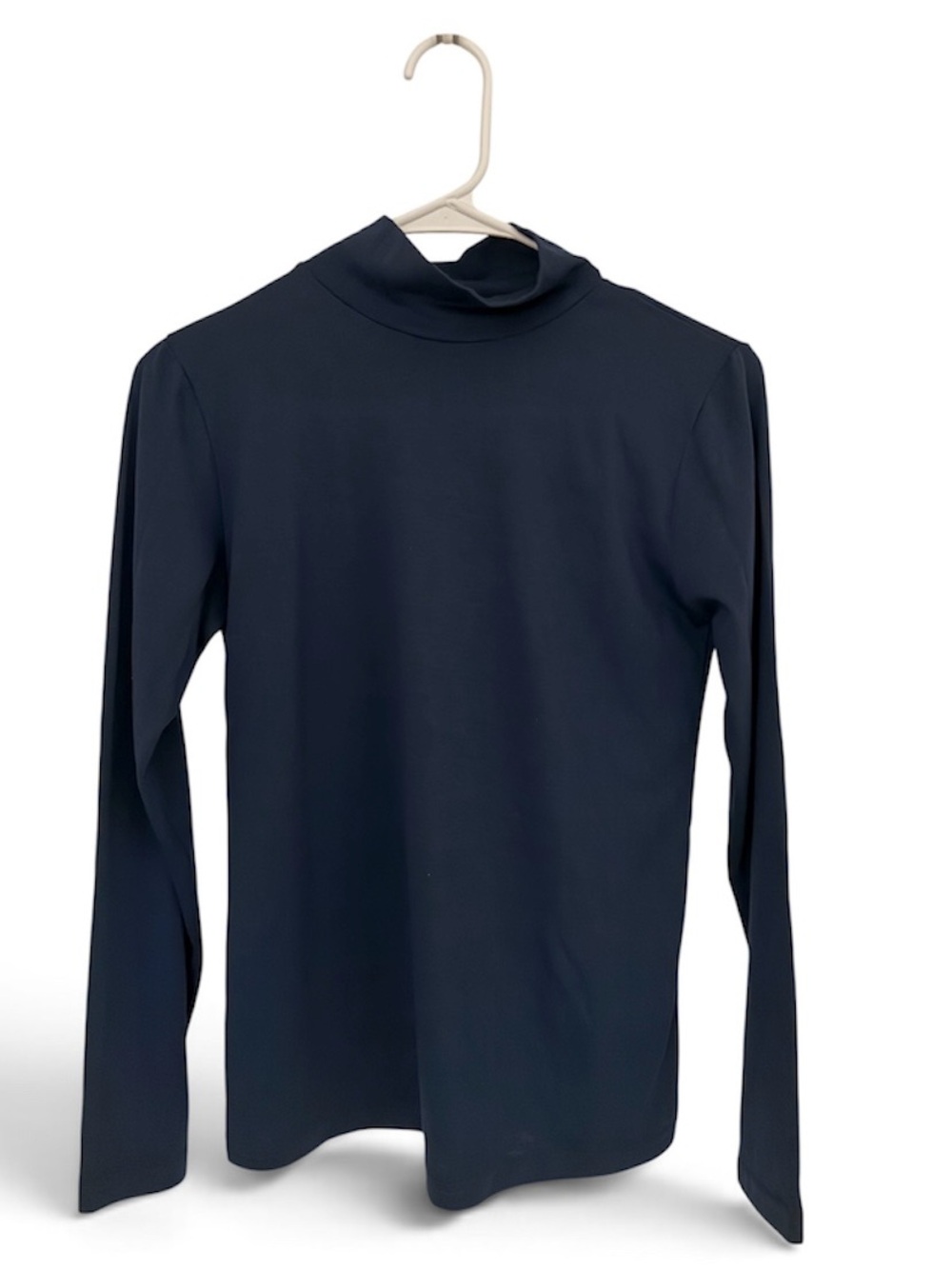 Classic Long Sleeve Mock Neck Top in Navy